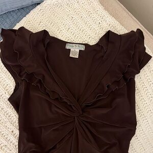 Vintage Suzie Chocolate V-Neck Blouse